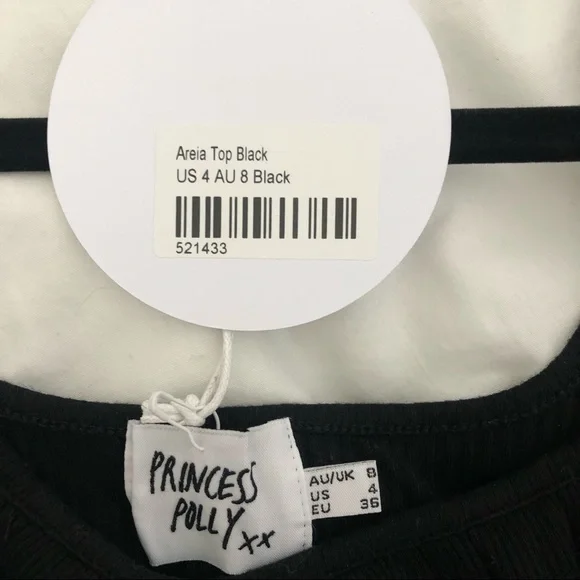 Princess Polly Areia Black Top, US 4 - Picture 7 of 7